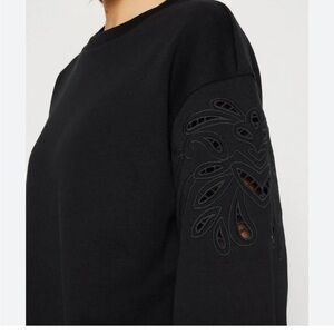 Gap Cropped Cutout Crew Eyelet Sweatshirt